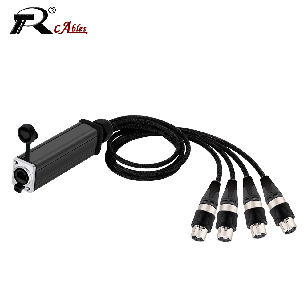 

Audio Snake 4 Channel 3Pin XLR Extender Multi Network Receiver to Ethercon Cable,XLR Male/Female to RJ45 Female Braided Cable