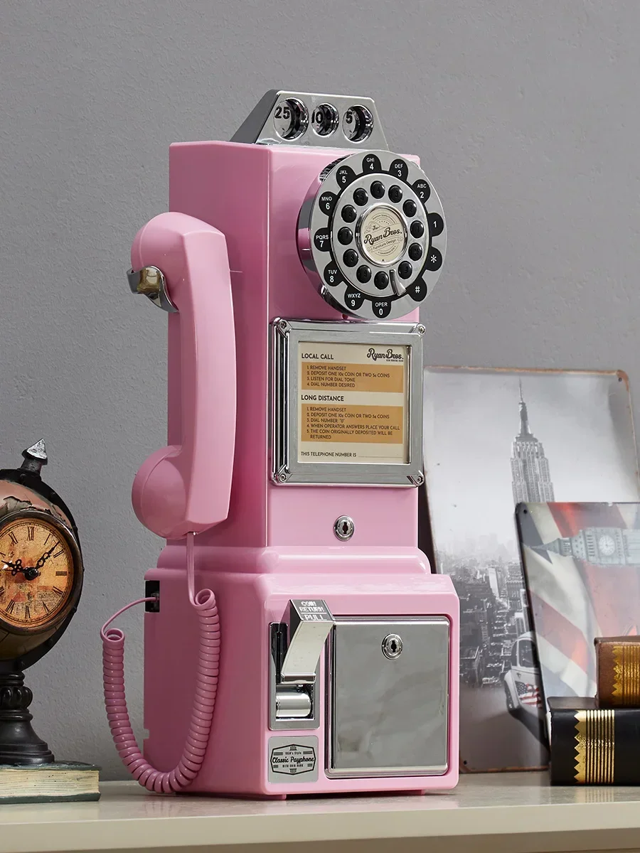 Retro Coin-Operated Telephone in the United States 1950s