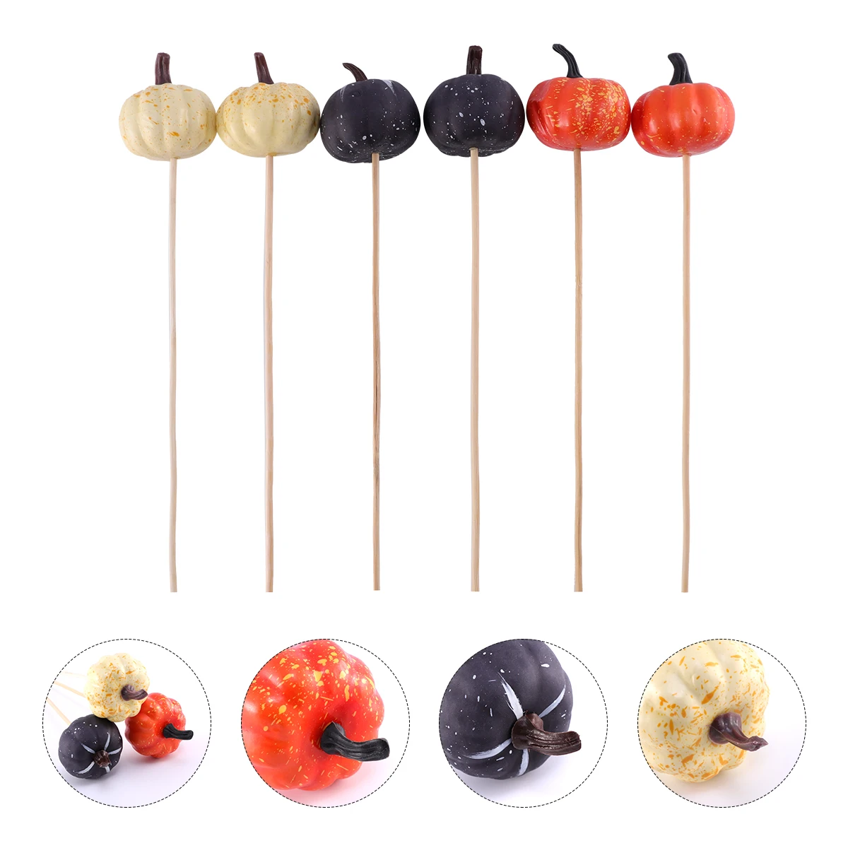 

6pcs Halloween Pumpkin Adornments Simulated Lightweight Decorations For Bouquet Vase Basket Wedding Party Thanksgiving Decor