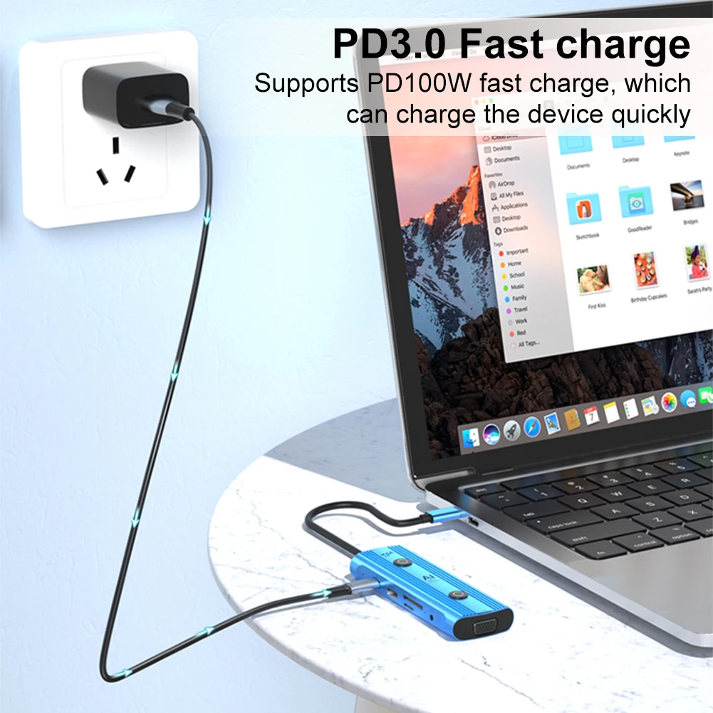 

AI Multiport Adapter with USB 3.0 & PD 3.0 Ports USB C Splitter Type C Adapter for Laptop PC Desktop and More