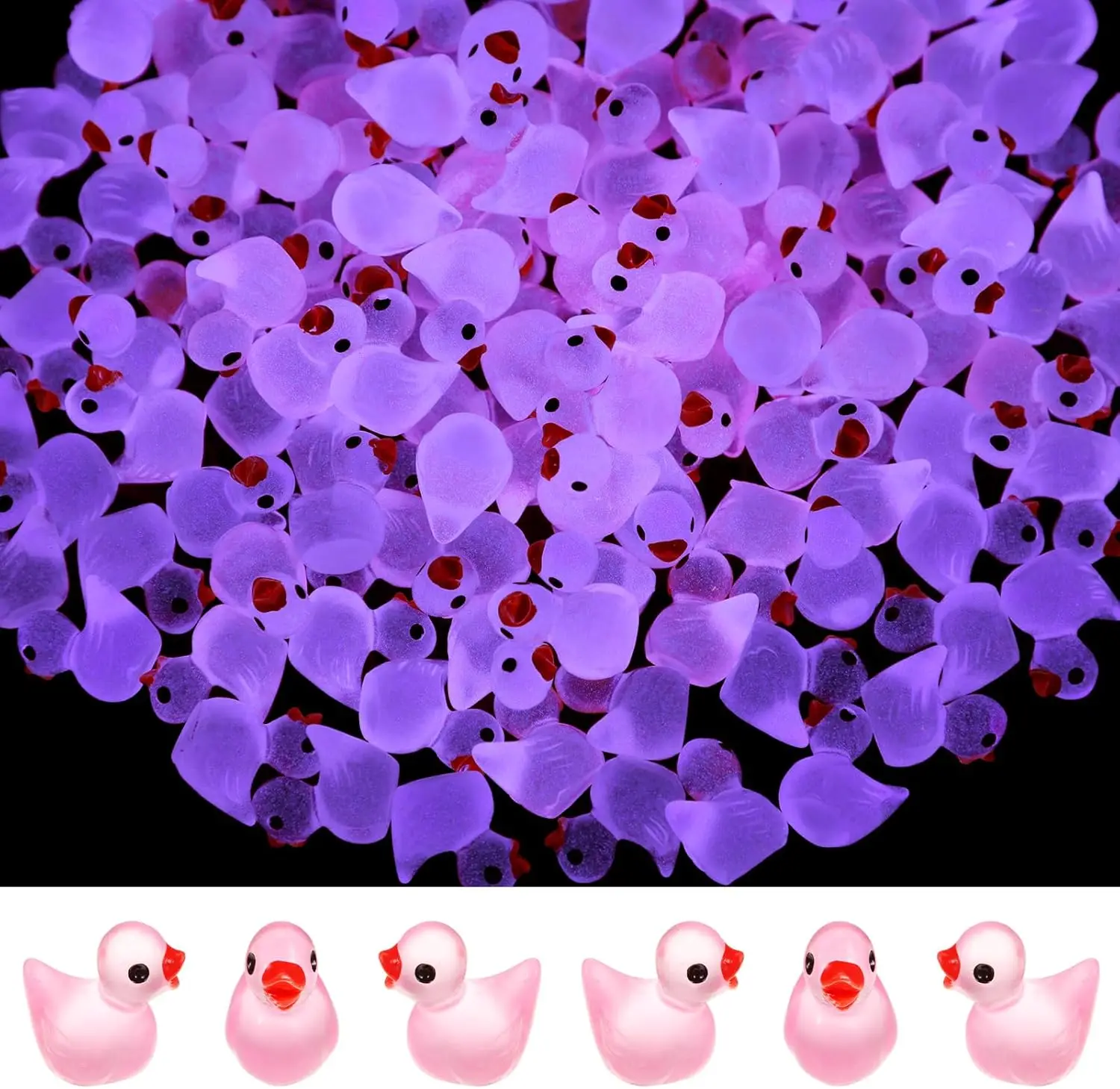 100/50 Pcs Luminous Tiny Ducks Miniature Duck Figures Micro Dollhouse Accessories Landscape Gardening Decoration Ornaments