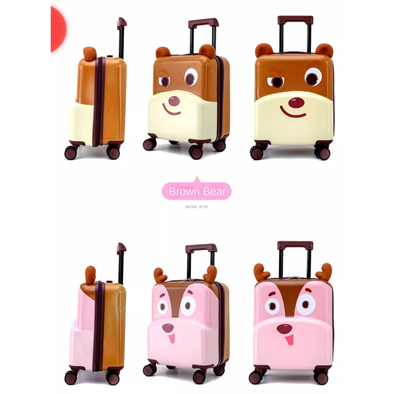 18 inch children\'s trolley suitcase cute cartoon ABS+PC kids luggage three-speed adjustment silent spinner