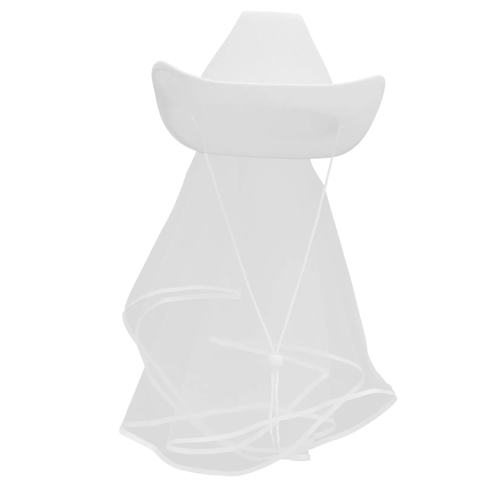 Bride Cowgirl Hat with Veil White Western Style Adjustable Strap for Wedding Bachelorette Party Hats for Women Cowgirl Hats