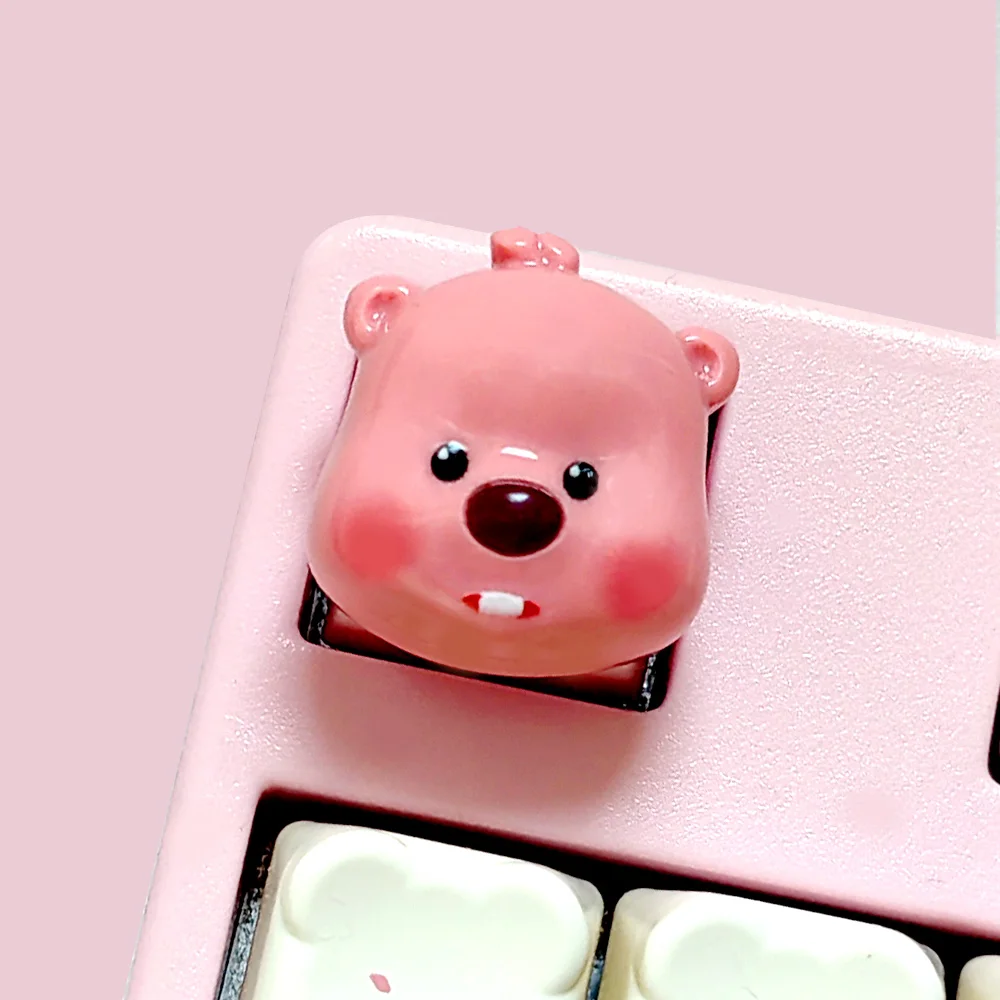 DIY Cartoon Fox Keycaps Cute Pink Game Universal Mechanical Keyboard Gift Custom Decorative Button Keycaps