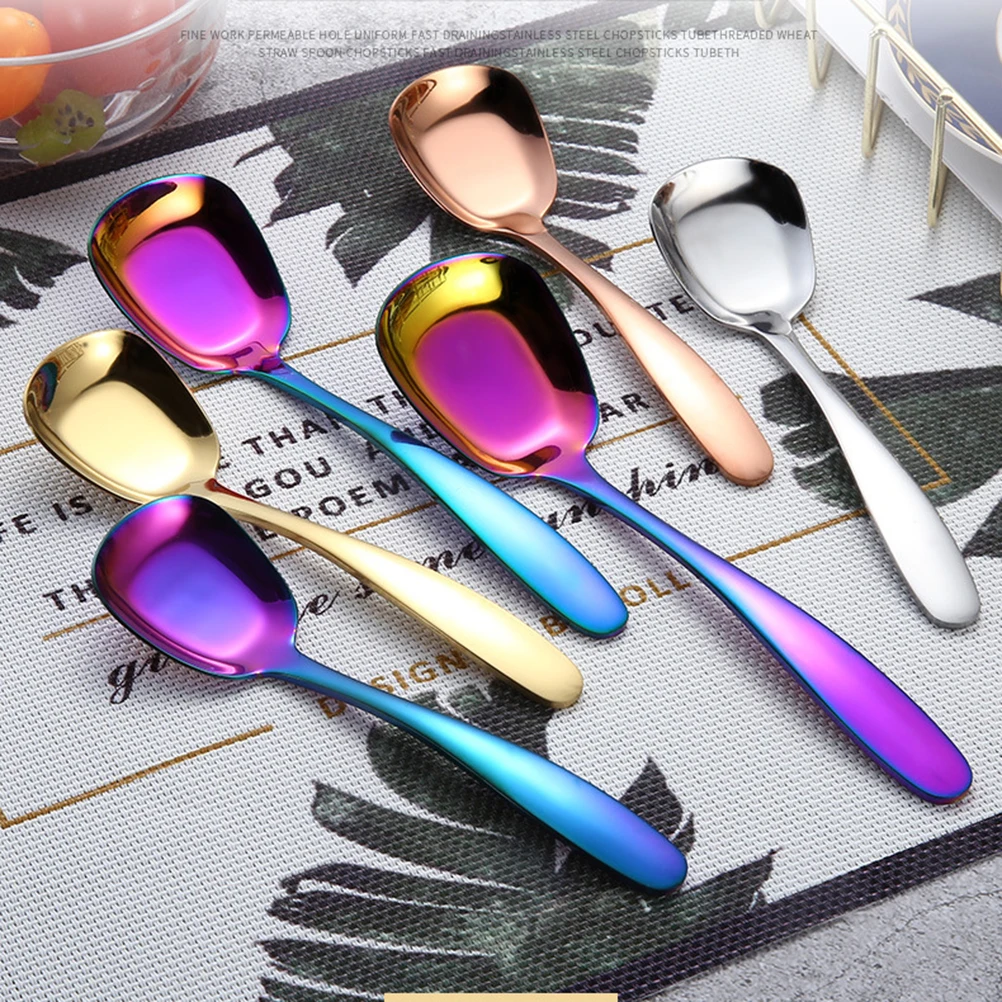 

Stainless Steel Dessert Spoon Rust Resistant Cutlery Teaspoons Tableware Spoon Elegant Design For Home Restaurant Use Long