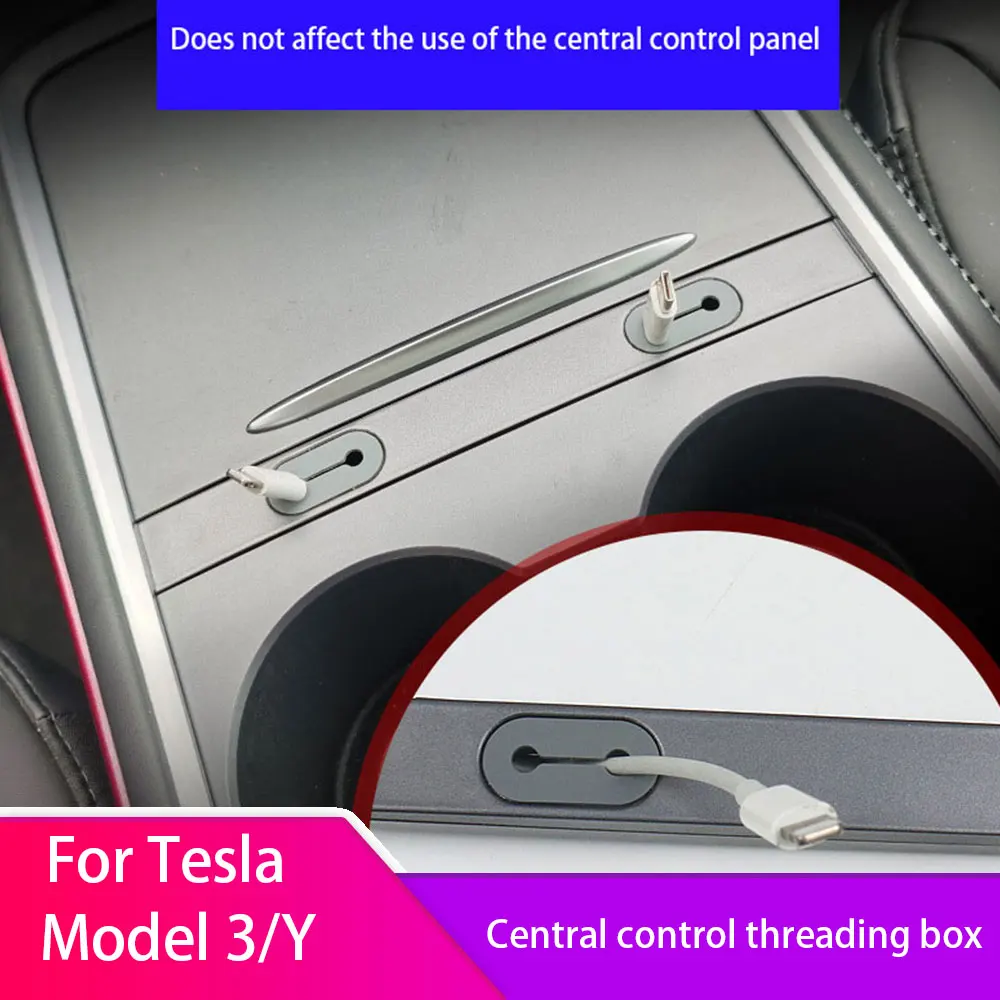 

For Tesla Model 3 Y 2020-2023 ABS Central control threading box data line hole Hub storage 1PC