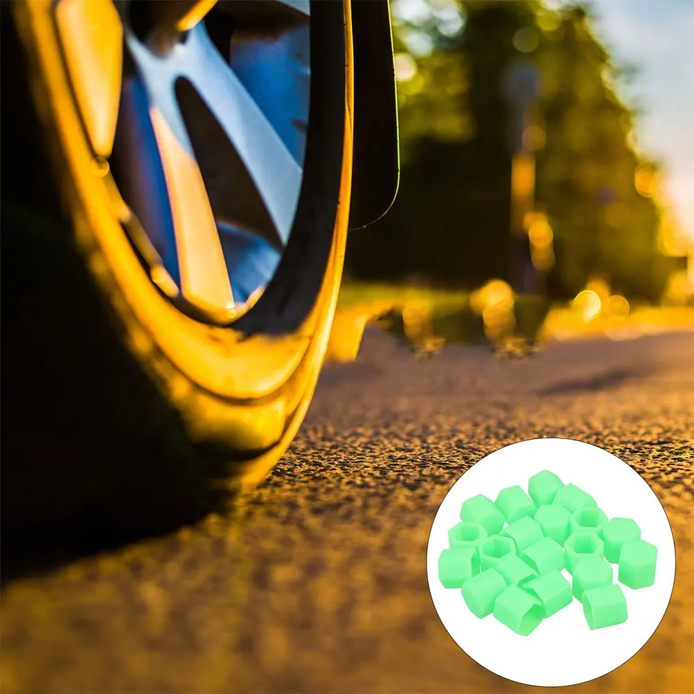 

20pcs Glow In The Dark Silicone Wheel Covers 15Mm Car Lug Nut Protection Caps Night Visibility Safety Nut Cover For