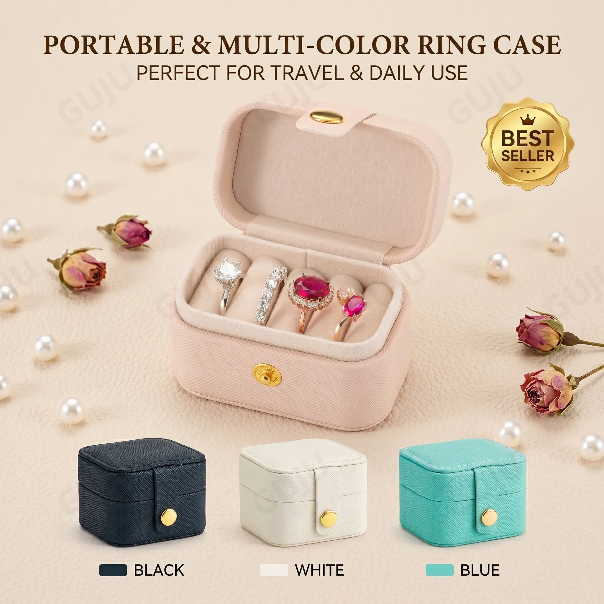 

Mini Ring Box Travel Jewelry Case Portable Ring Storage Case For Rings Earrings Gifts For Women And Girls