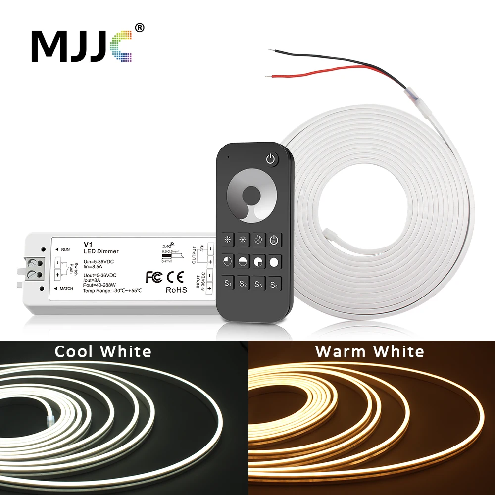 

SMD2835 Dimmable LED Neon Light Strip 24V 5M 10M Flexible Silicone Ribbon IP65 Outdoor Warm Cool White Tape Lamp Remote Control