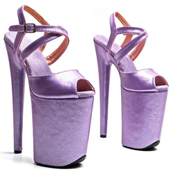 Leecabe 23CM / 9inches   PU Upper   open toe  fashion  Platform High Heels Sandals stripper heel Pole Dance shoes