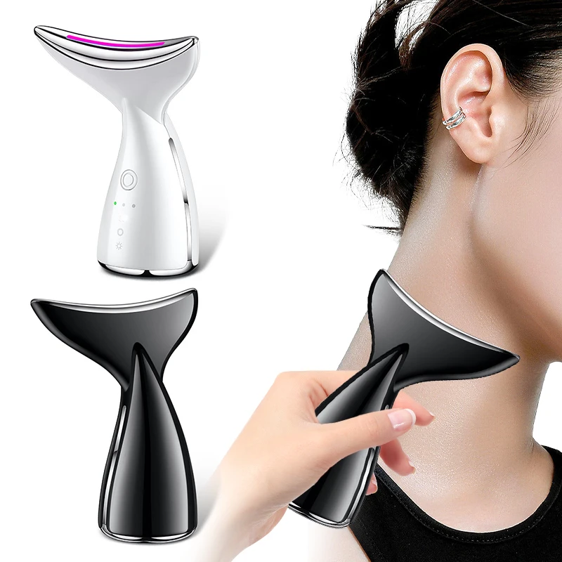 Dispositivo de belleza LED 3 en 1 para el cuello y la cara, máquina para el cuidado de la piel, Reduce el levantamiento de la barbilla doble, antiarrugas, para el hogar