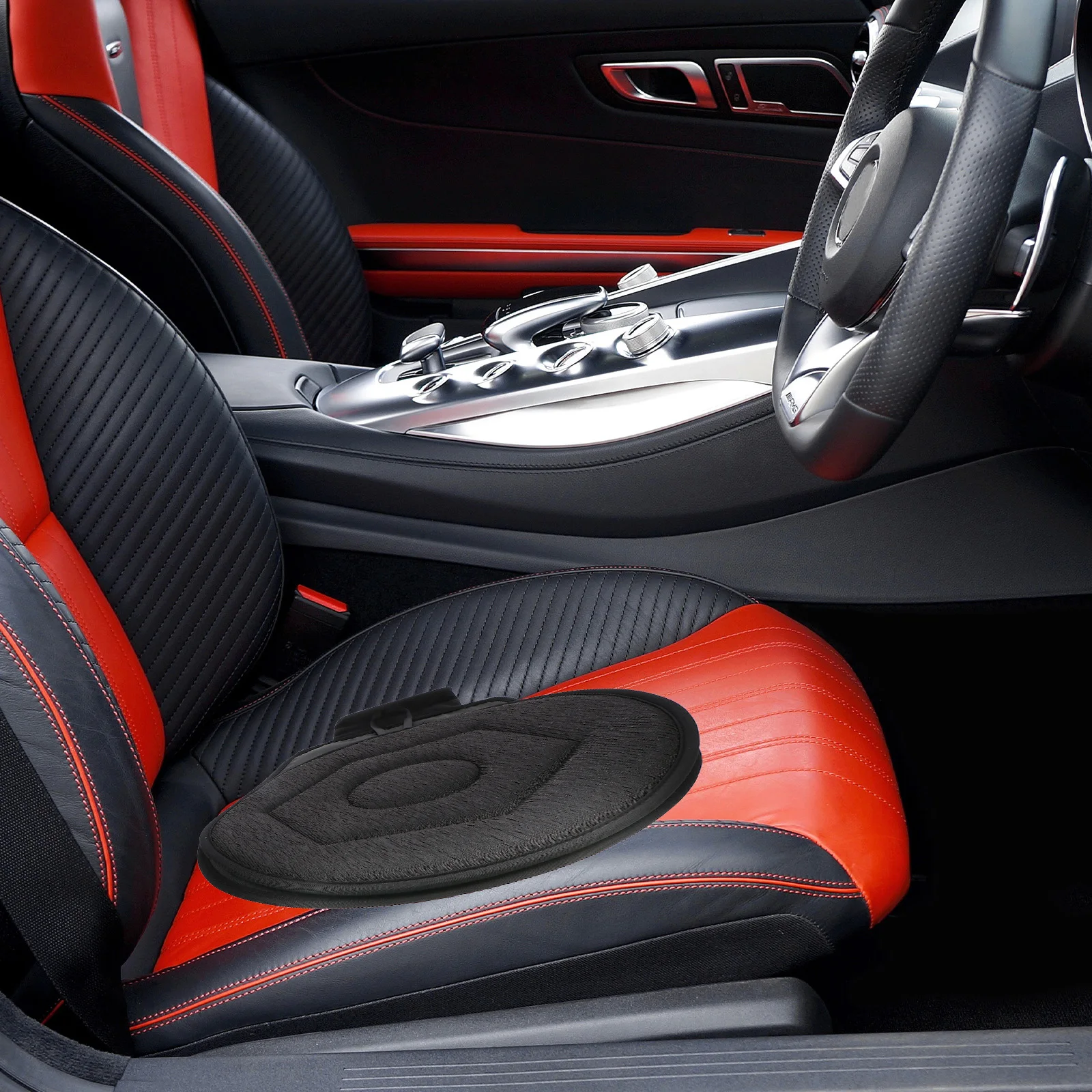 

360 Degree Swivel Seat Cushion Non Slip Rotating Car Chair Pad Back Hip Knee Relief Light Weight Comfortable Portable Revolving