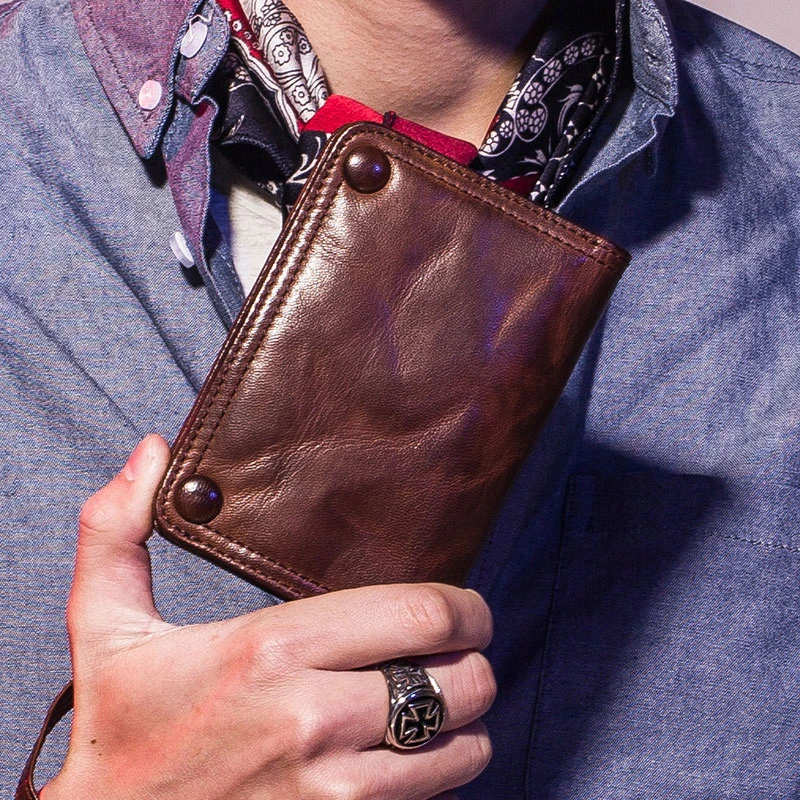 AETOO mały portfel skórzany męski pionowy modny marka miękka skóra duża pojemność retro wielofunkcyjna karta kierowcy b