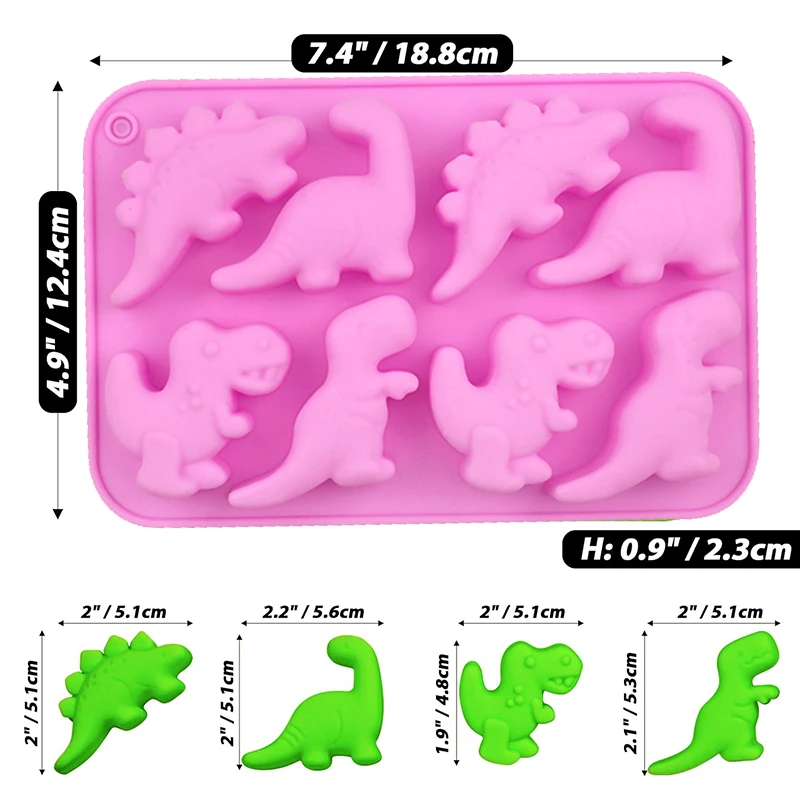 Dinosaur Jello Silicone Mold Chocolate Dino Treats For Kids Birthday Party Candy Crayon Cute Soap Cupcake Topper Decorating Tool