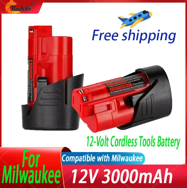 for 12V Milwaukee Battery 3Ah Compatible with Milwaukee M12 XC 48-11-2410 48-11-2420 48-11-2411 12-Volt Cordless Tools Battery