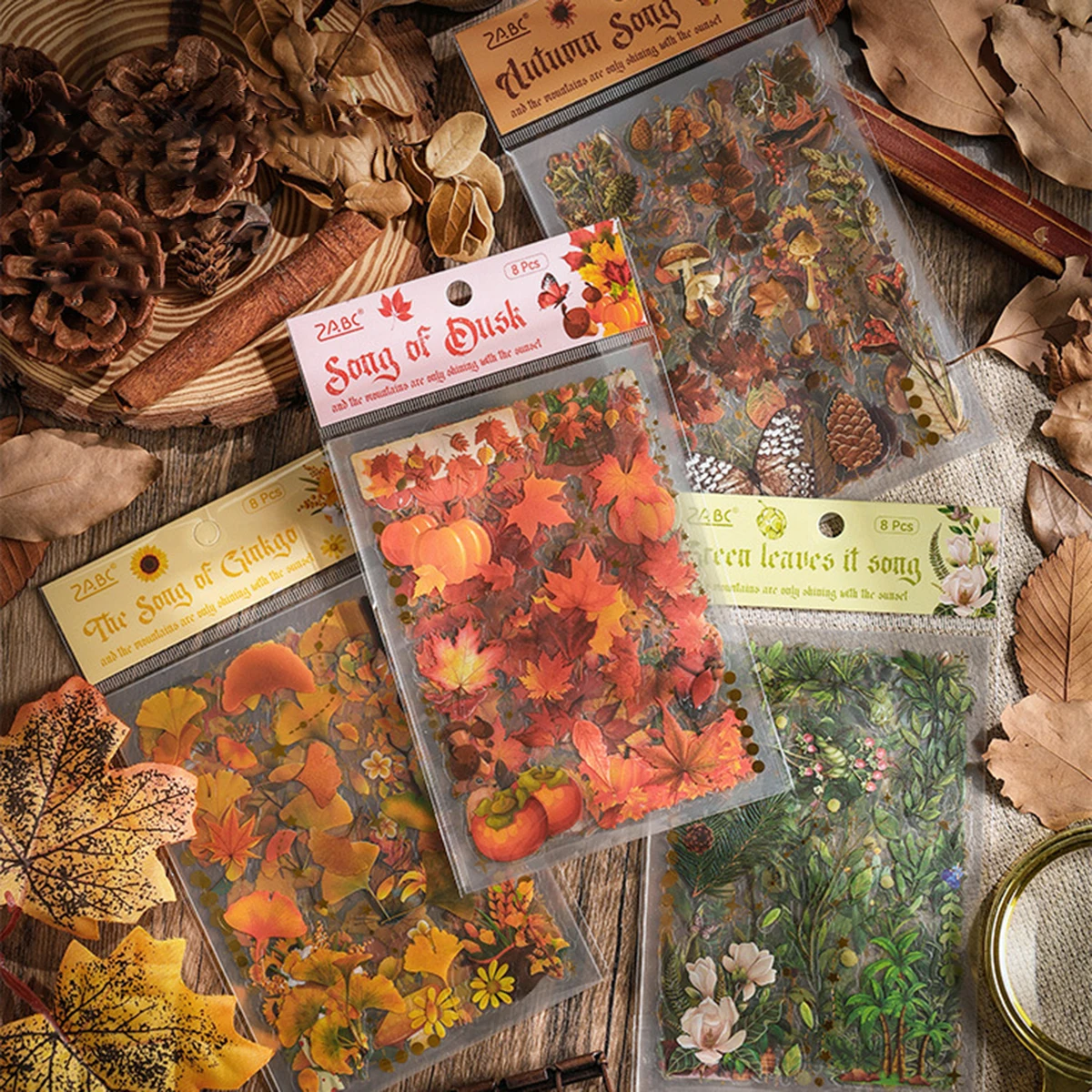 

8 sheets per pack of plant Scenery pattern stickers, Forest elements, DIY notebook and album decoration stickers