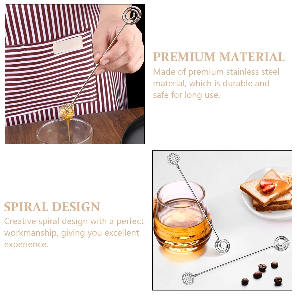 3 pièces en acier inoxydable miel créatif spirale conception pour café thé lait boisson mélange agitateurs miel mélange bâton