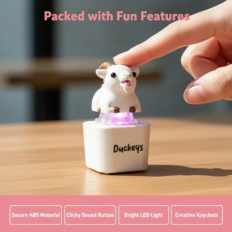 Mine Seagull Keycap Keychain Luminous Clicky Keyboard Stress Relief Fidget Toy LED Sound Portable No Boredom Glow