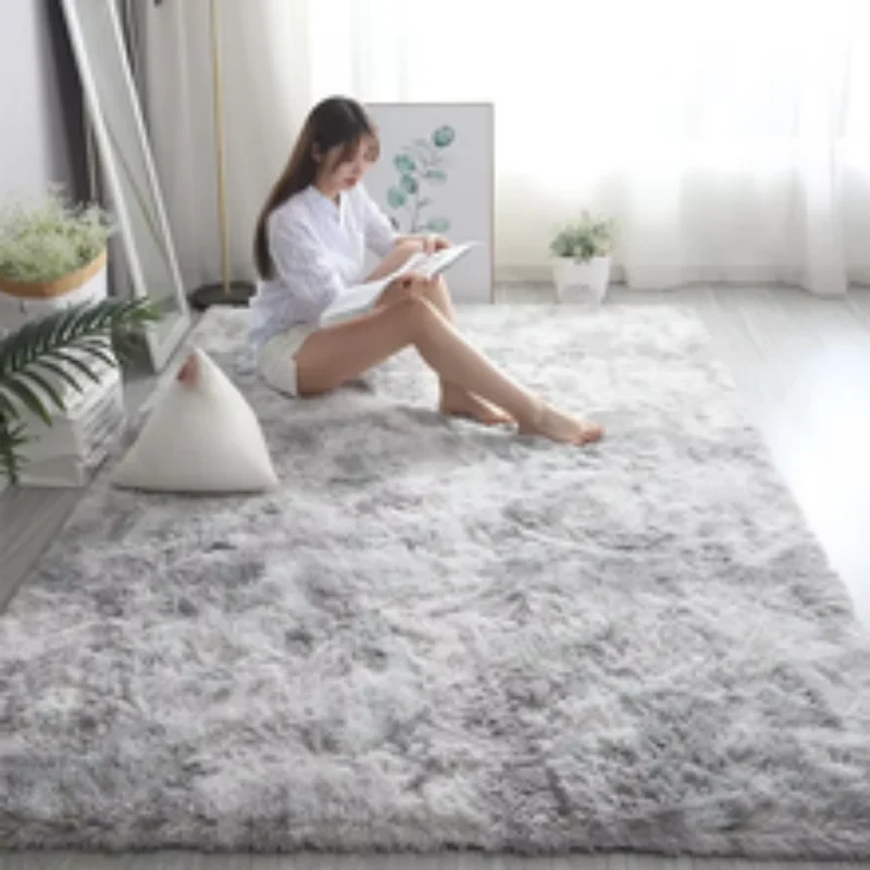 VIKAMA Modern Fluffy Gradient Silk Hair Home Decor Carpet Living Room Bedroom Is Not Easy to Fall Off the Mat