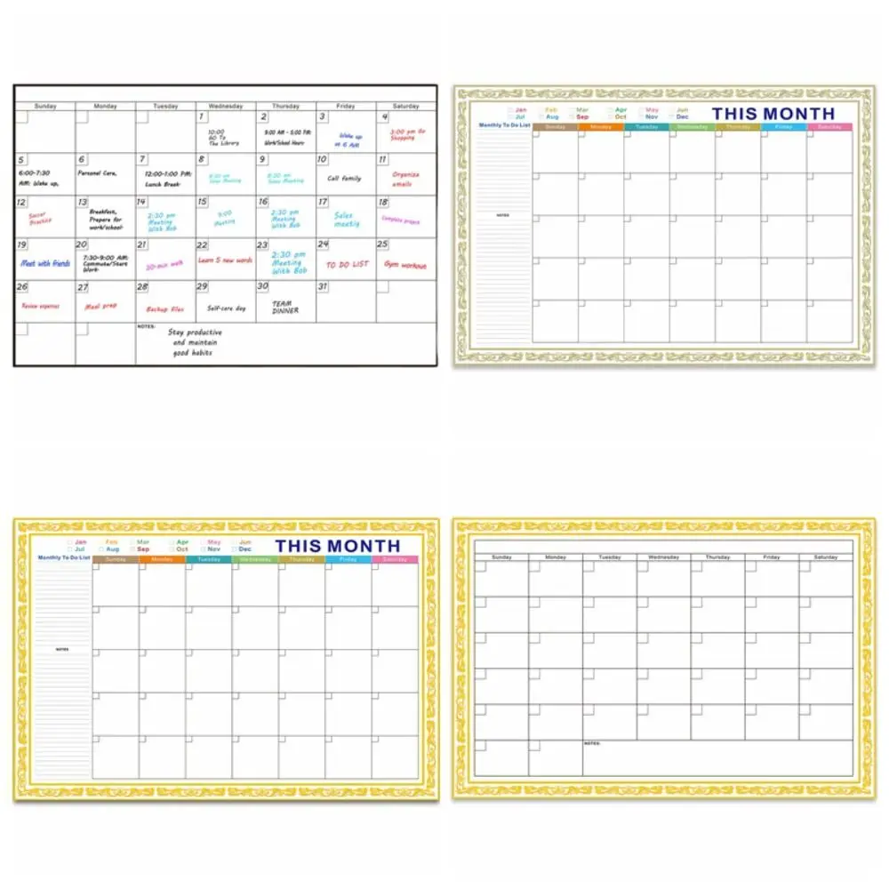 Reusable Calendar Bulletin Board Tear Resistant Waterproof Monthly Planner Board Foldable Stain Resistant Whiteboard Calendar