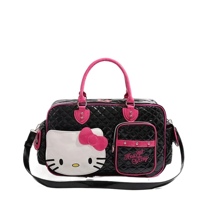 Bolsa transversal Sanrio Hello Kitty de grande capacidade, bolsa de ombro rosa para mulheres Y2k Sweet Girl, bolsa de couro PU