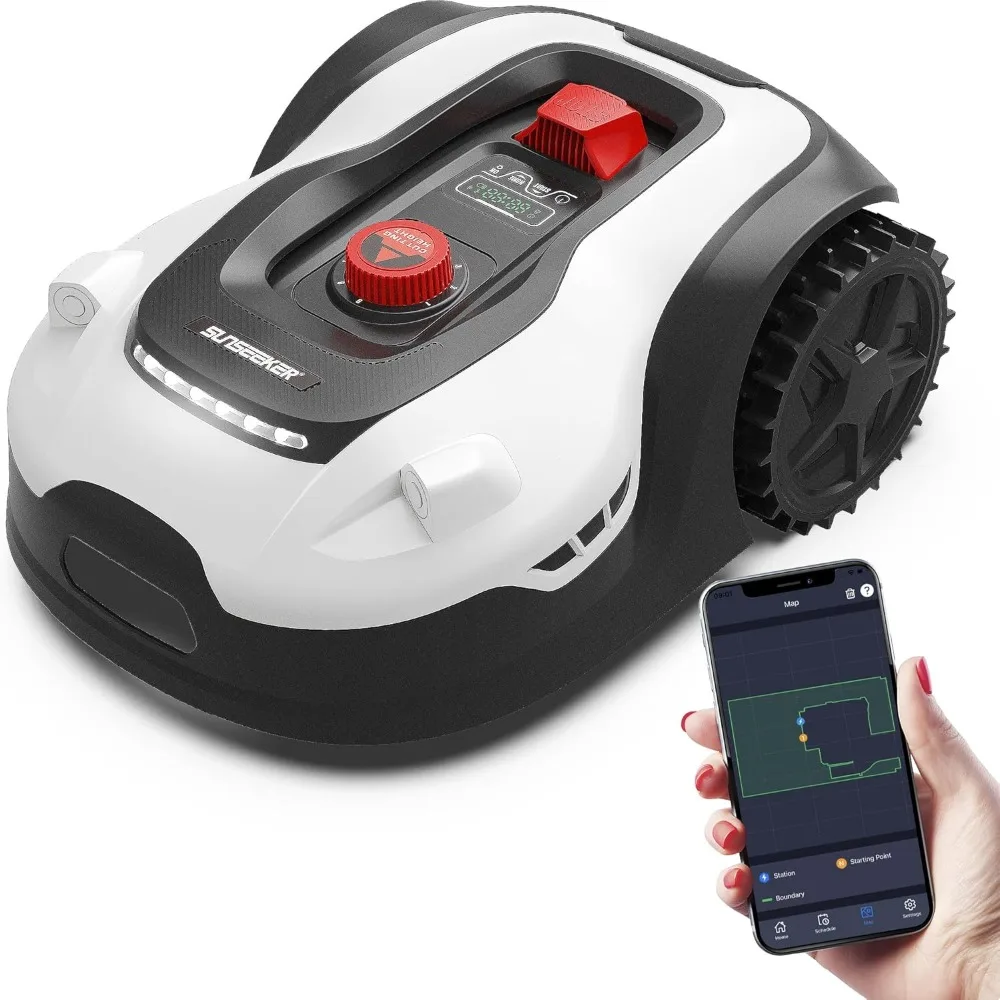 Lawn Mower 0.3 Acre/ 13,000 Sq.Ft, with Mapping Function and App Control, Only 52 db,Rain Sensor & Boundary Wire, Battery