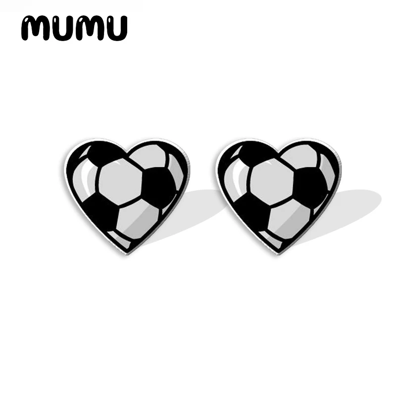 2024 New Love Sports Stud Earring Football Baseball Acrylic Earrings Resin Epoxy Handmade Jewelrys