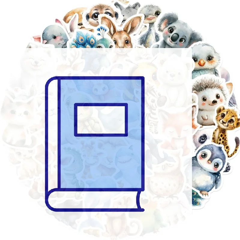 

50pcs/set Watercolor Animal Doodle Stickers DIY Decor For Guitar/Tablet/Journal Waterproof