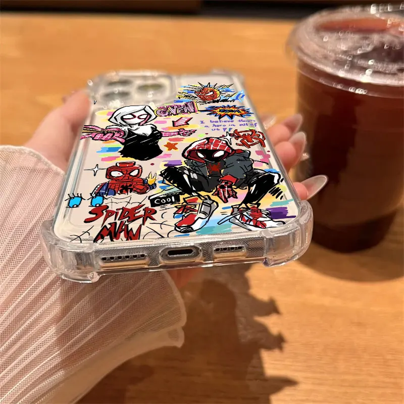 حافظة هاتف Marvels Spider Man مايلز موراليس شفافة لهاتف آيفون 17 16 14 15 11 12 13 Pro Max 16E 15 16 Plus 17 غطاء مضاد للصدمات #4