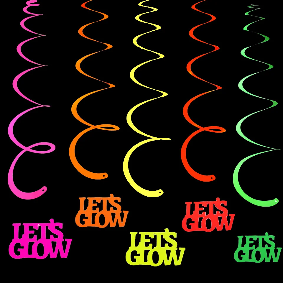 

Neon Party Swirl Hanging Decorations Glow Party Supplies Hanging Swirl Decorations for Neon Party Glow Party Ceiling Decorations