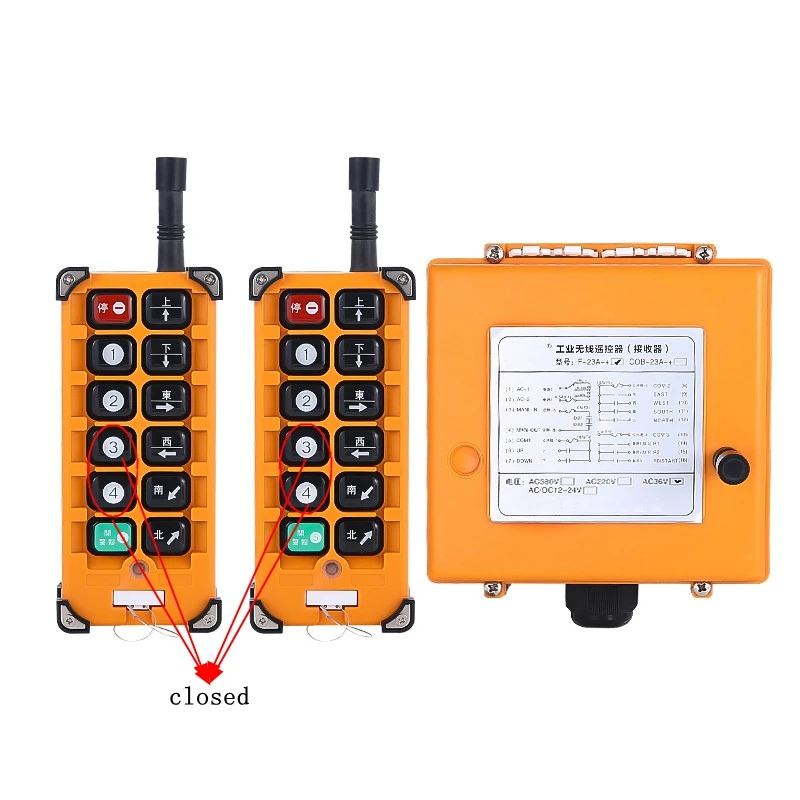 Imagem -05 - Transmissor Mais Receptor Controle Remoto de Rádio sem Fio Industrial Interruptor Controle de Velocidade Única Grua Guindaste Controlador F23-bb F23-a Mais +