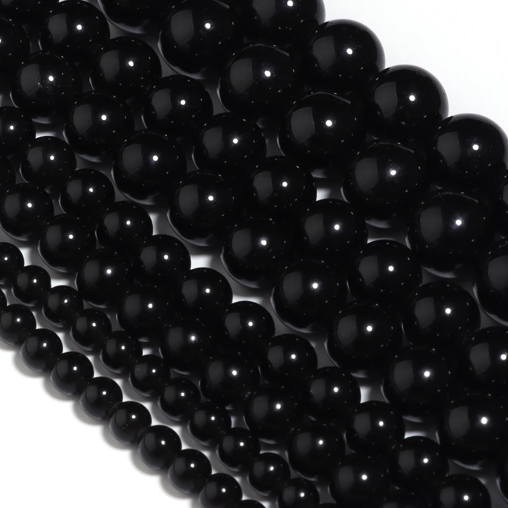 Natural Obsidian Stone Bead Round Gemstone Loose Spacer Beads for Jewelry Making DIY Necklace Bracelets Accessories 4/6/8/10mm