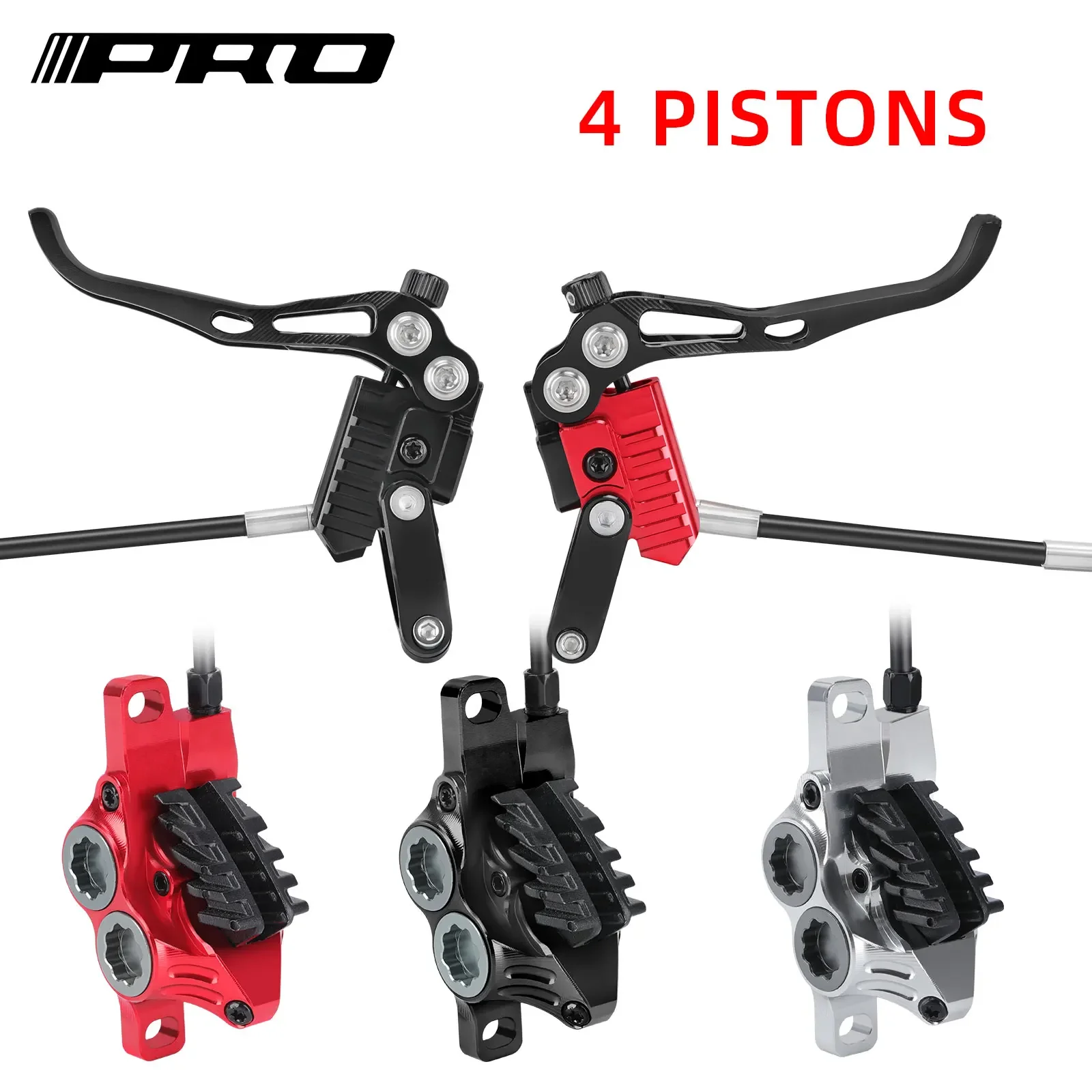 

IIIPRO Hydraulic Disc Brake 4 Piston 800/1550MM Ultralight CNC Full Internal Alignment MTB Oil Brake Split Oil Brake PEERAGE 4