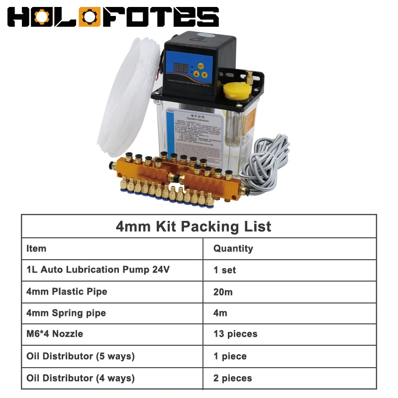 DC24V CNC Lubrication Pump Oil 4mm 1L 2L Electromagnetic Oil Lubrication Pump System 24V Solenoid Lubricator CNC Machine Tool