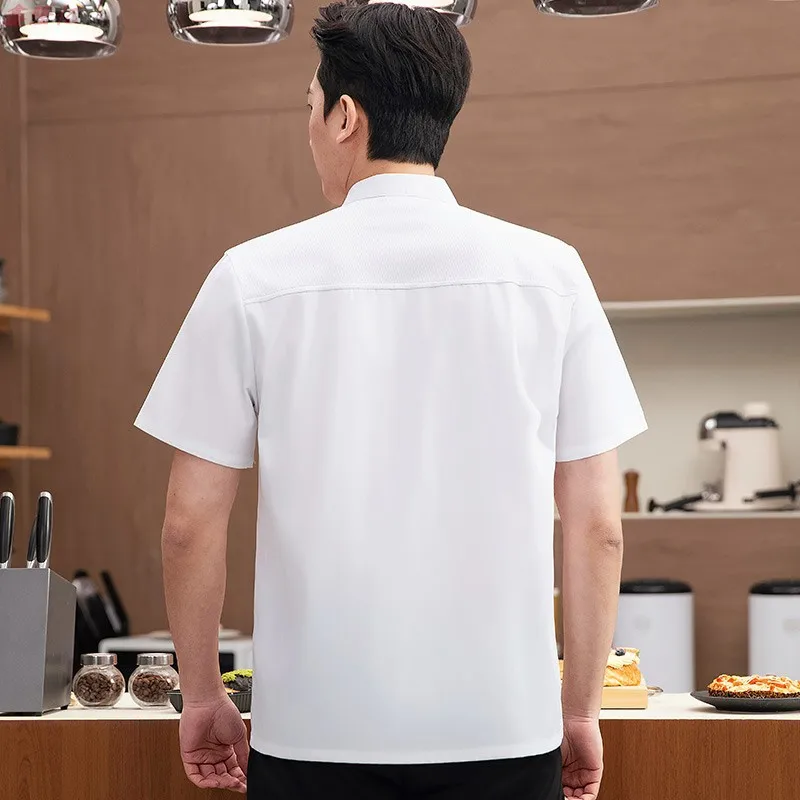 Summer Thin Breathable Mesh Short Sleeve Chef Jacket for Western Restaurant Steakhouse Hotel Catering Kitchen Workwear