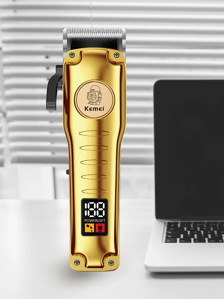 Kemei-máquina para cortar cabello eléctrica para hombre, cortadora de pelo inalámbrica profesional, recortadora de ajuste de precisión, KM-510 con pantalla LCD