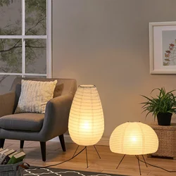 Nogy Noguchi Style Lamp Rice Paper Floor Lamp Retro Creative Bedside Lamp Suitable Study Bedroom Living Room Decor Desk Light