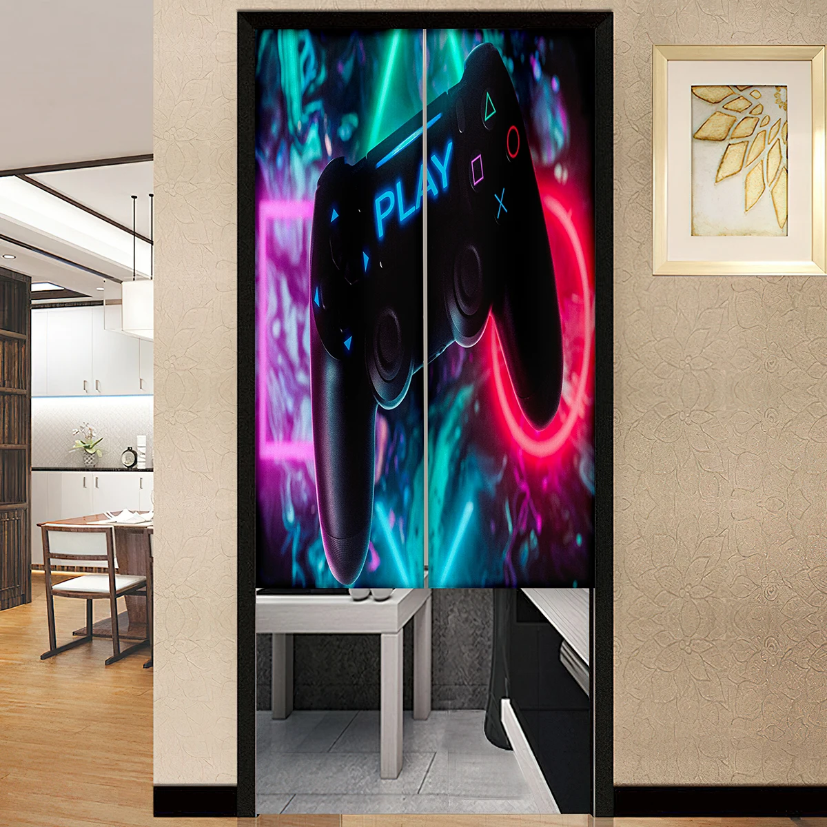 Cartoon Gaming Playstation Door Curtain Partition  Bedroom for Boys Room Decor Gamer Short Noren Teens Kids Playing Video Game