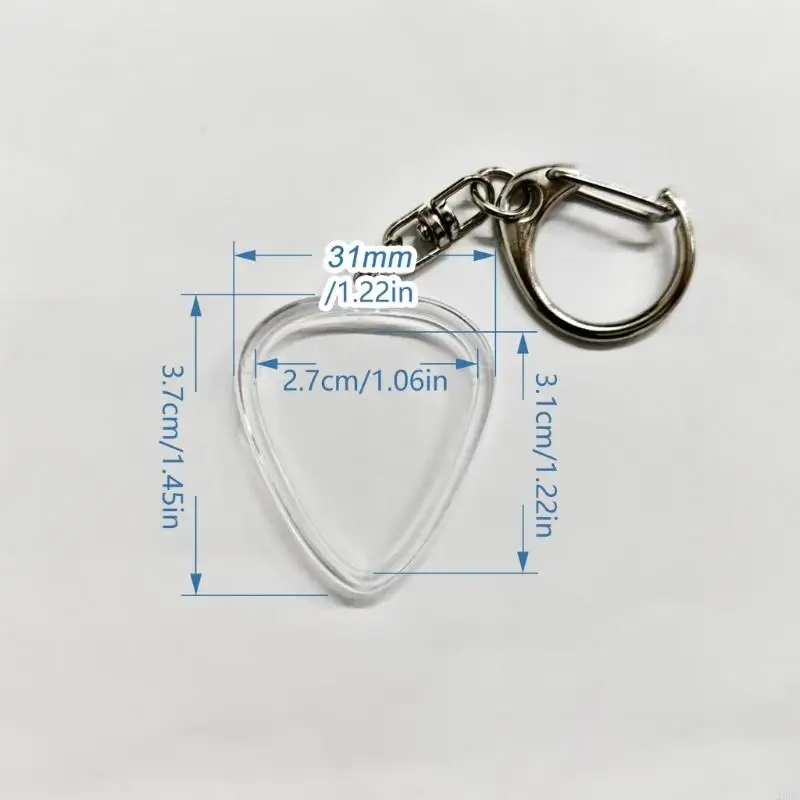  2Pcs Clear Guitar Pick Holder Necklace Keychain Plastic Storage Case Accessory Stylish Clear Guitar Pick Box