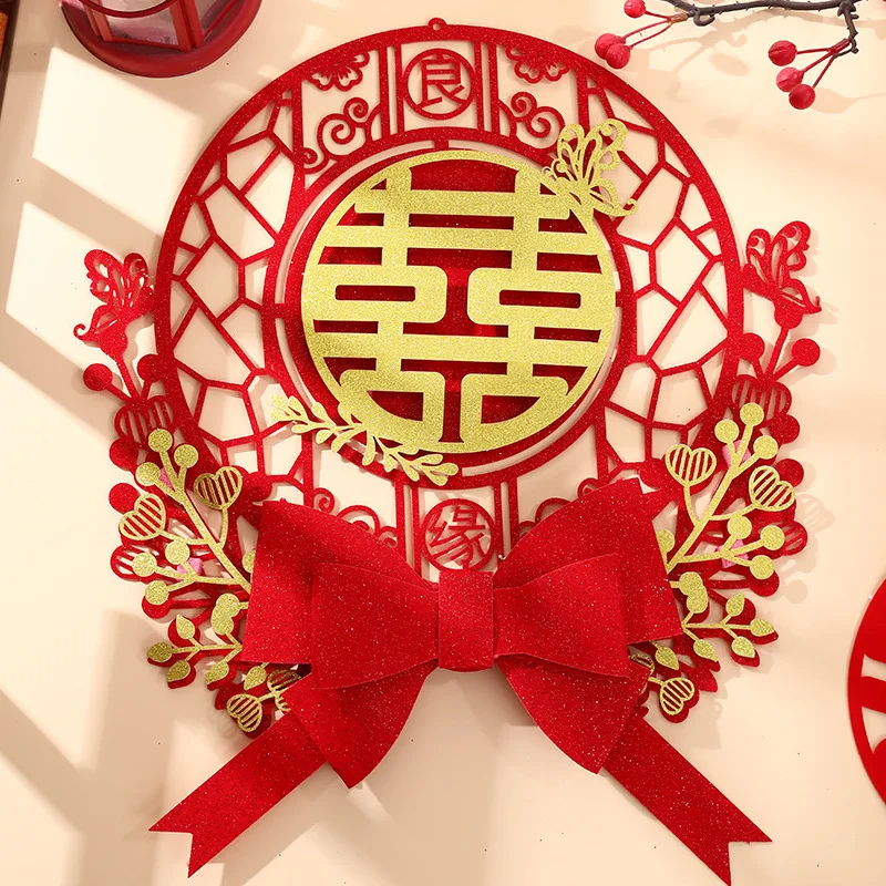 

1 PCS Multiple Styles Wedding Stickers Creative Double Happiness Sticker Simple DIY Marriage Hanging Ornaments