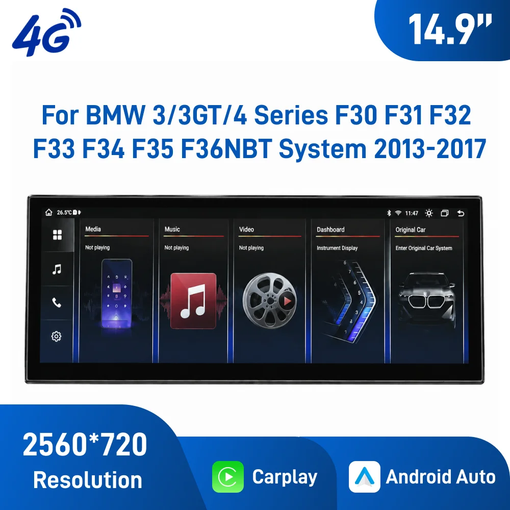 14.9 Inch Android Car Navigation For BMW 3 Series F30 F31 F32 F33 F34 F35 F36 2013-2019 NBT EVO GPS CarPlay Android Auto