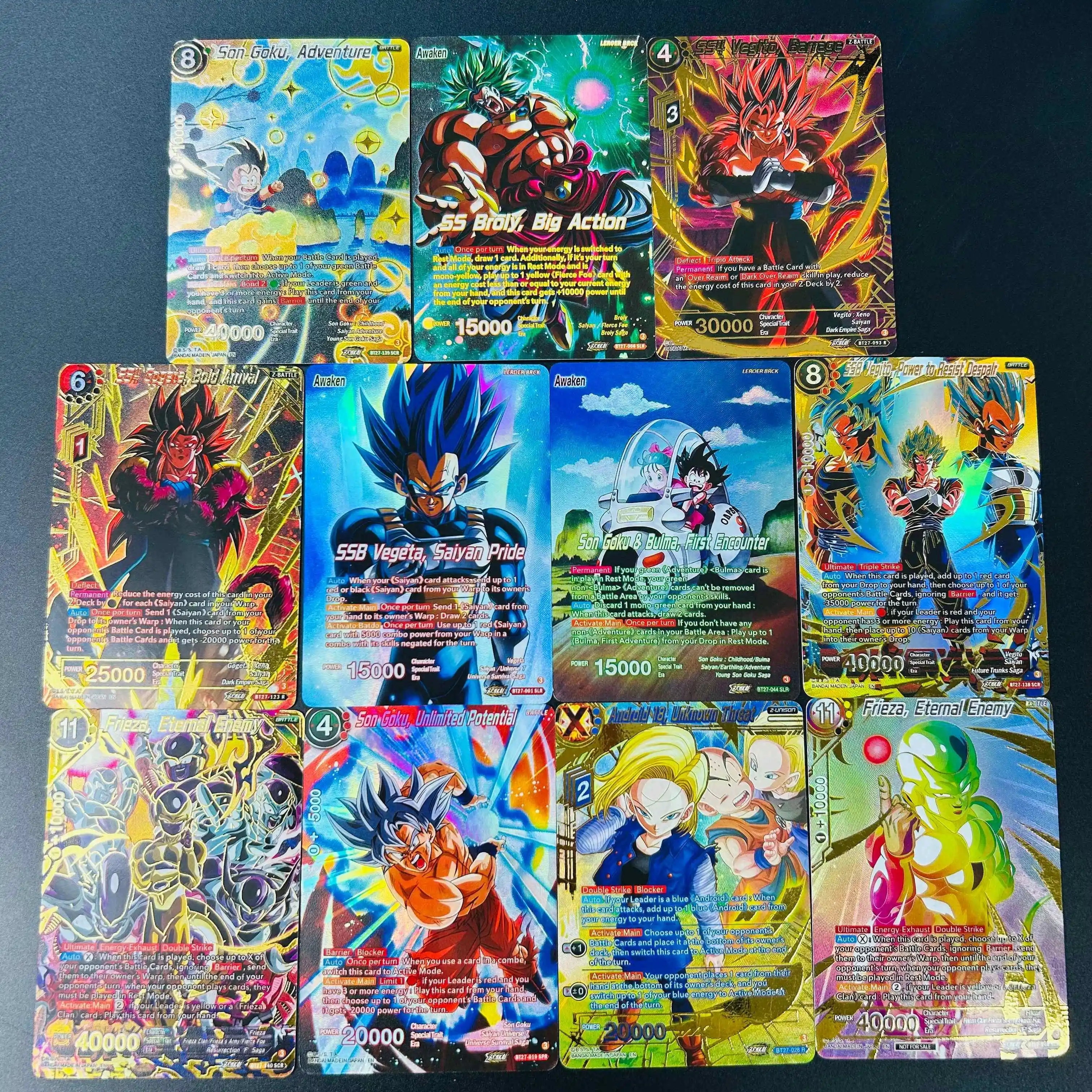 Dragon Ball Super 11PCS Goku Broly Vegeta Gogeta Frieza Full Set DIY Textured Mint Premium Anime Collectible Cards