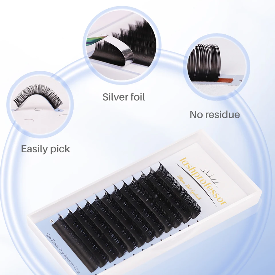 New Ellipse Flat Lash Dark Matte Black Soft False Classic Individual Flat Lash Extension Double Split Tip 0.15 0.20 Cilia