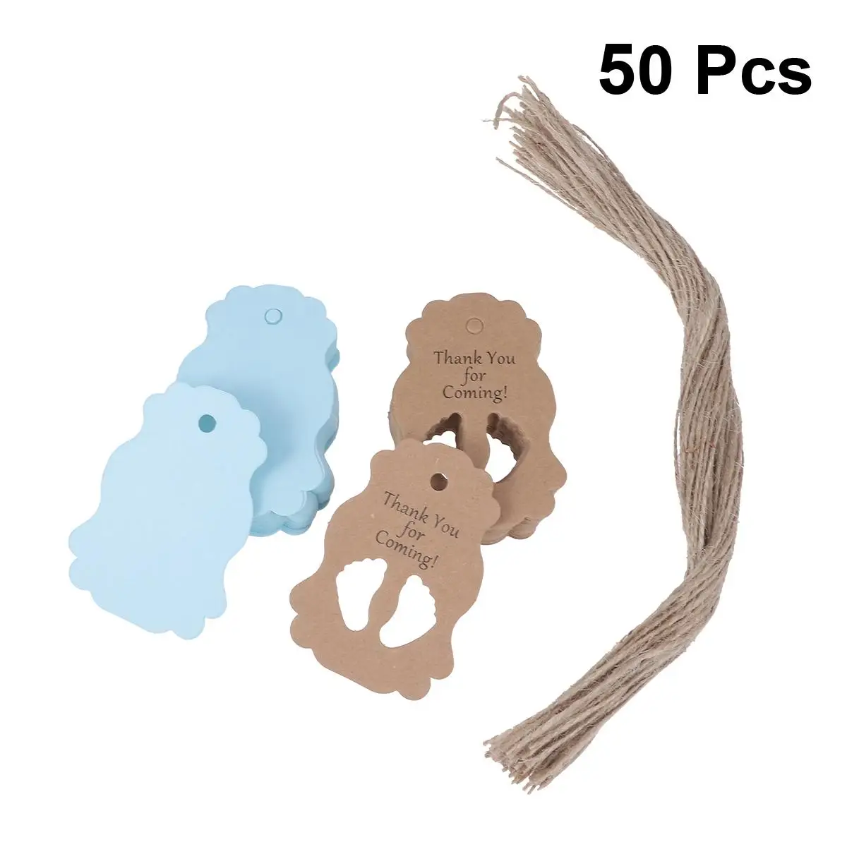 50 Pcs Small Shower Name Tags Thank You Stickers Favor Hanging Paper Gift