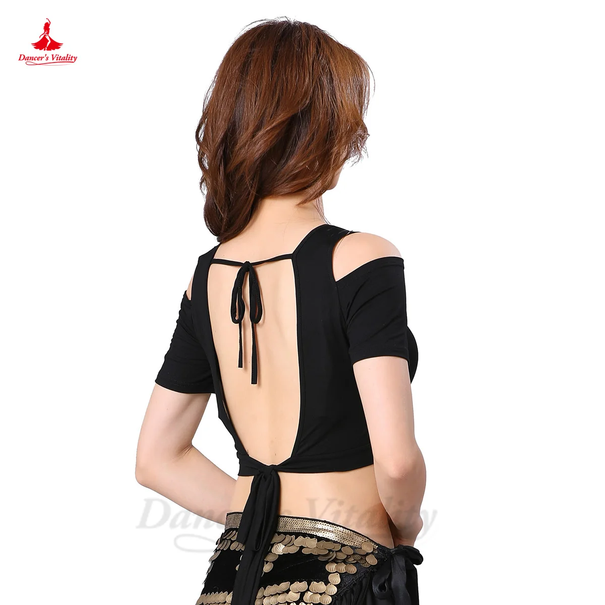 Belly Dance Costume ATS American Tribe Belly Dance Training Shirt Qiuli V-neck Open Back Choli Modal Cotton Short Sleeve Tops