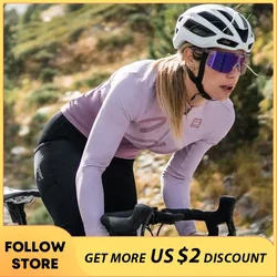 Santic Women's Cycling Jersey Tops Thermal Fleece Long Sleeve MTB Bike Shirts Windproof Outdoor Sports Clothing Bicycle Jackets