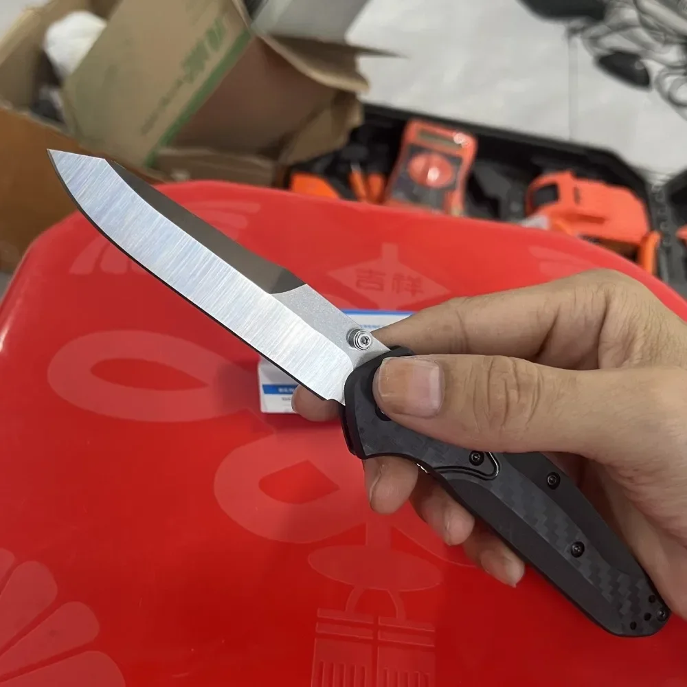 Manual Open BM Osborne 940 Folding Knife D2 Satin Finish Reverse Tanto Blade with Thumb Studs Tactical Hunting Survival Tools - view 2