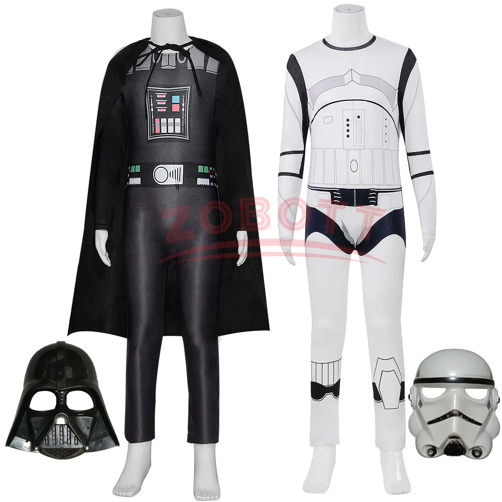 

Black White Warrior Cosplay Costume Jumpsuit Dark Troops Stormtrooper Free Mask Adult Halloween Carnival Camouflage Costume