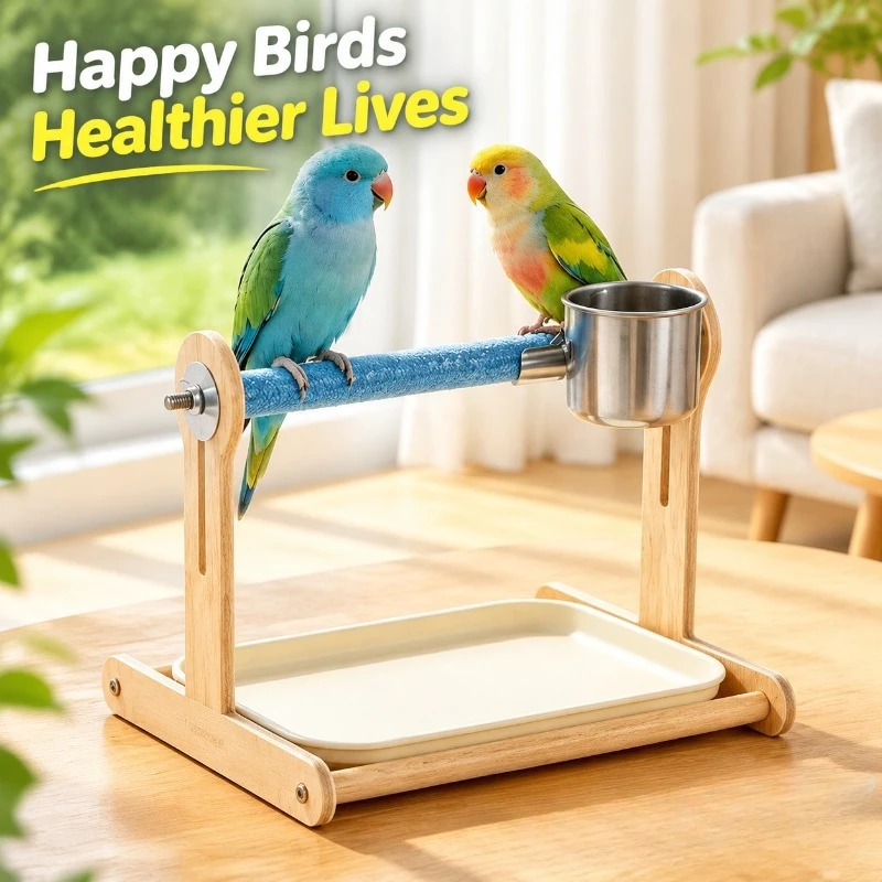 Pepper Wood Parrot Perch Desktop Potty Training Platform Pet Bird Fixed Defecation Station Household Birdcage Accessory