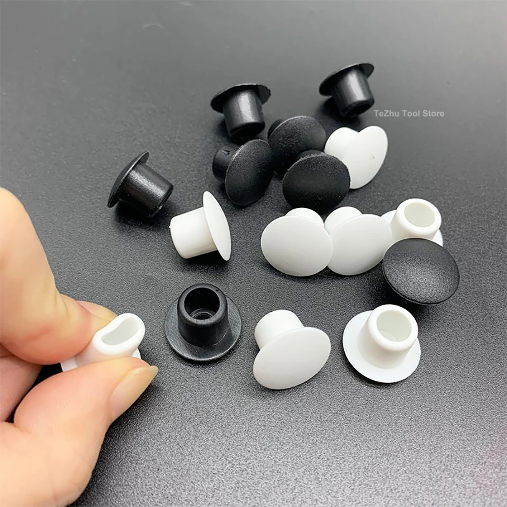 9mm 10mm 11mm PVC Rubber Plug Hole Stopper Black&White Hollow Rubber Hole Caps Round Seal Plugs T Type Dustproof Plugs